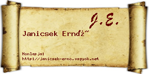 Janicsek Ernő névjegykártya